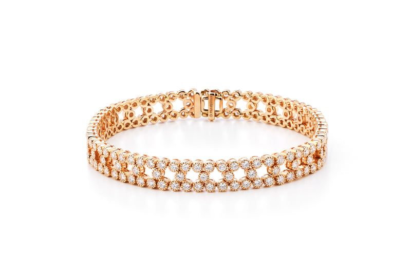 BRACCIALE FIORE IN ORO ROSA CON DIAMANTI BIANCHI