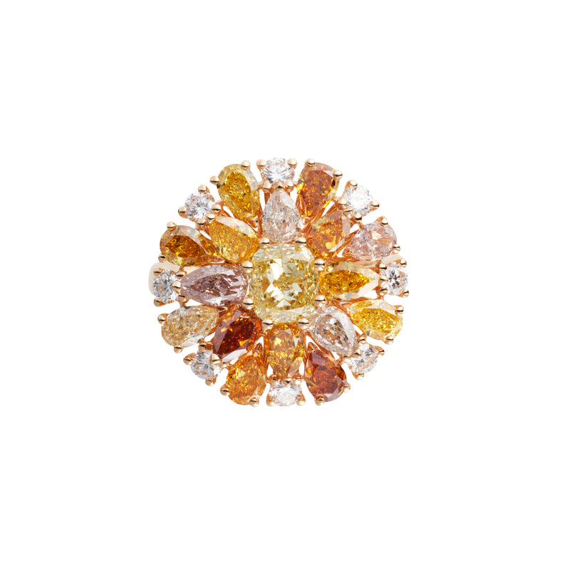 Anello Fiore diamanti Fancy