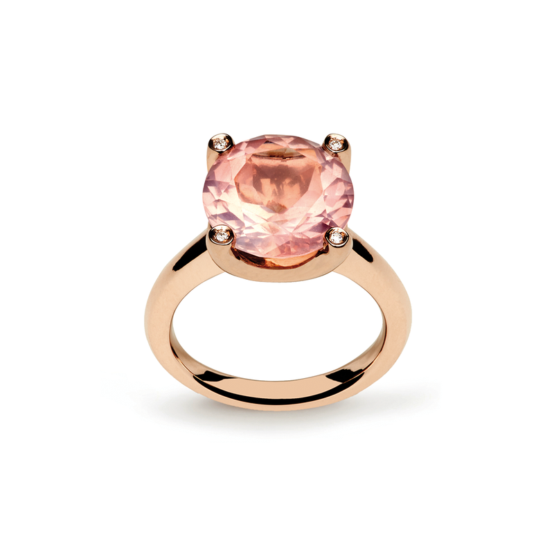 Anello quarzo rosa e best sale diamanti